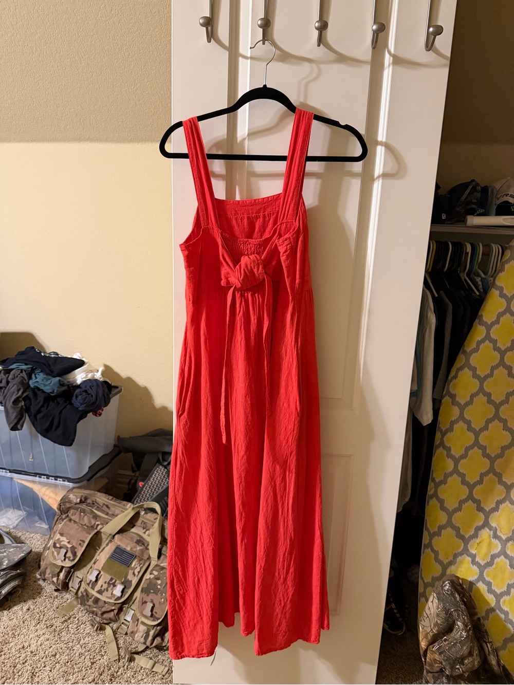 Sunset Red Square-Neck Maxi Dress with Wide Straps - Picture 2 of 6